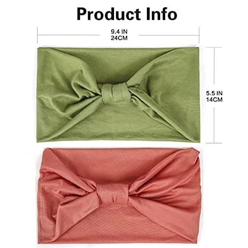 GiLi 2 Pack Wide Headbands for Women 5.5-inch | Soft Cotton, Non Slip, Sweat Wicking (Green, Pink) thumbnail 3