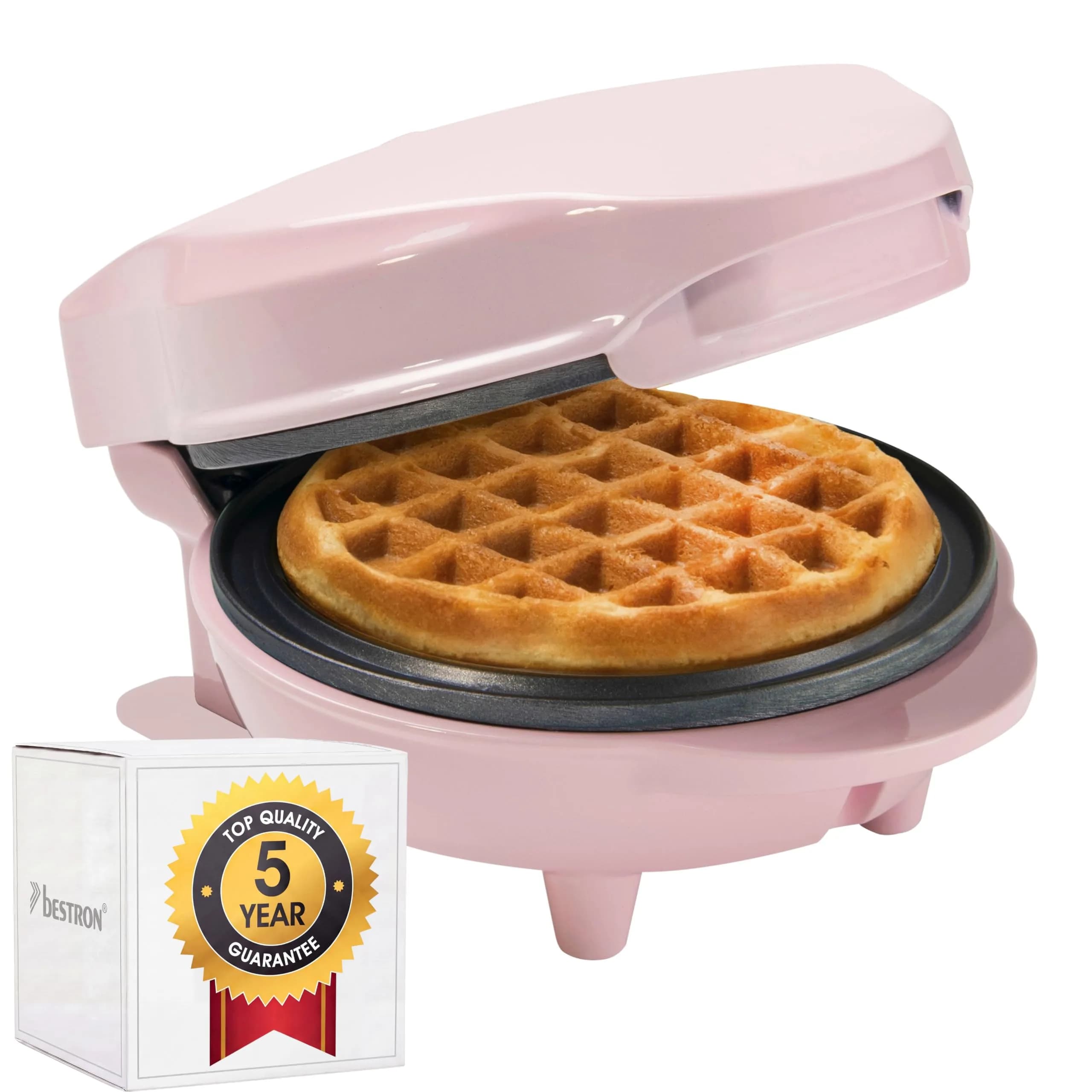 Bestron Mini-Waffeleisen für klassische Waffeln | Retro Design, 550 Watt, Pink