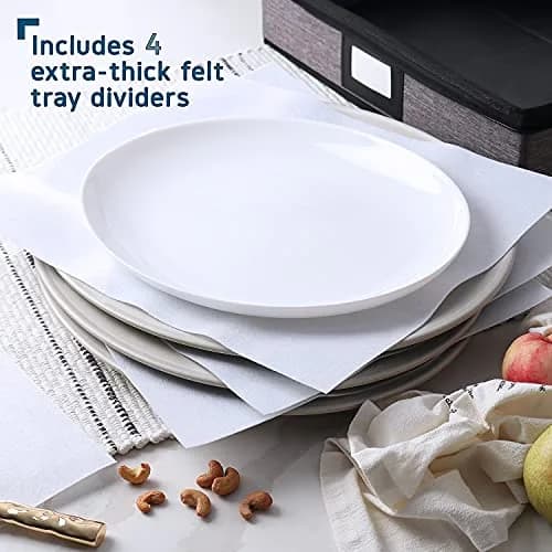 STORAGEBUD Platter Storage Case, Hard Shell, Quilted & Stackable 16"x 12.5"x 3.5" | Protect Fine China thumbnail 4