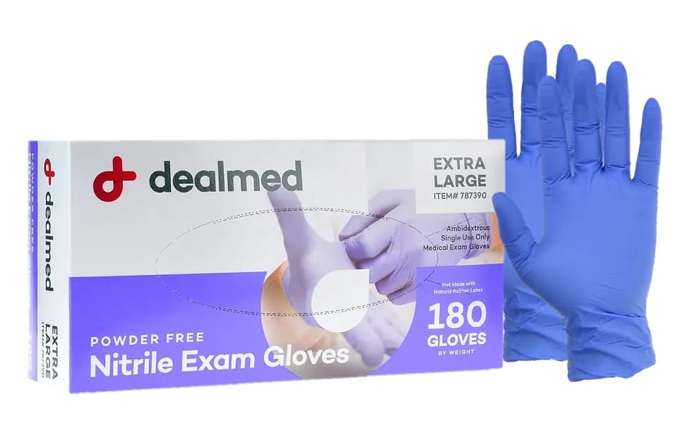 Dealmed Nitrile Exam Gloves X-Large Purple 180 Count (10 Pack) | Latex-Free, Powder-Free, Ambidextrous thumbnail 2