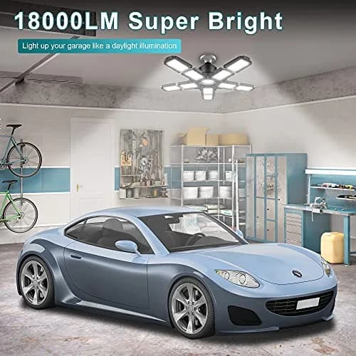 Nexillumi 2-Pack Led Garage Light 180W | 36,000LM Bright Ceiling LED with E26/E27 Base, 6000K Daylight, Adjustable Panels for Garage & Workshop thumbnail 3