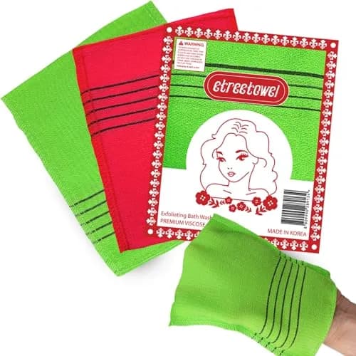 etreetowel Korean Exfoliating Bath Washcloth Mitt 6-Pack | Premium Viscose Rayon, Anti-Shrink thumbnail 8