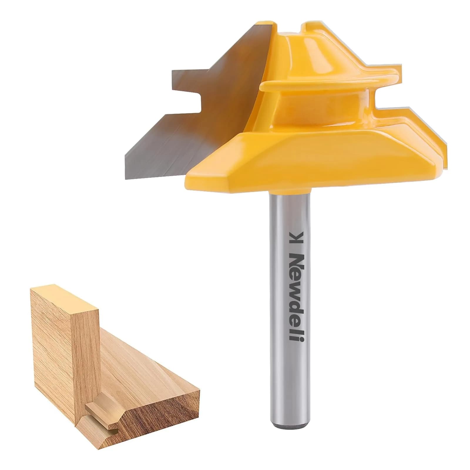 Newdeli Lock Miter Router Bit 1/4-inch Shank x 3/4-inch Stock | Creates Strong 90-Degree Joints