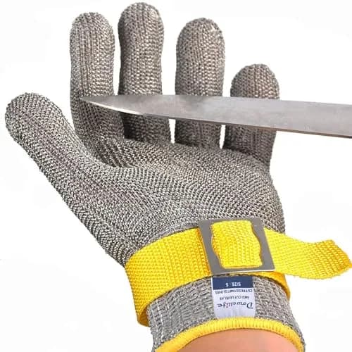 Dowellife ANSI A9 Cut Resistant Gloves Medium (1 Pair) | Stainless Steel Mesh for Butcher, Kitchen, Industrial Safety thumbnail 1