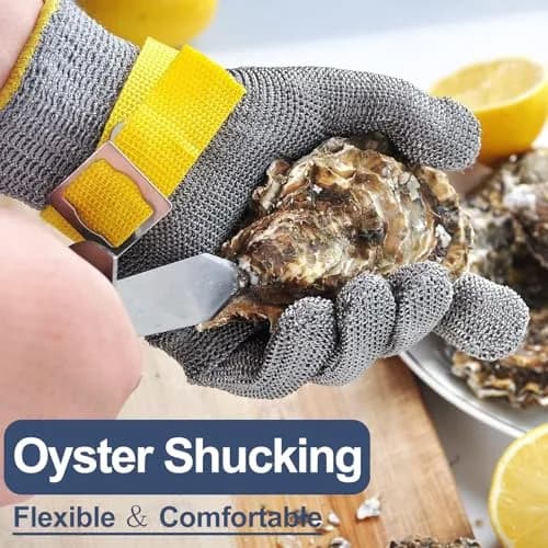 Dowellife ANSI A9 Cut Resistant Gloves X-Large | Food Grade Stainless Steel Mesh for Butcher, Kitchen, Oyster Shucking thumbnail 5