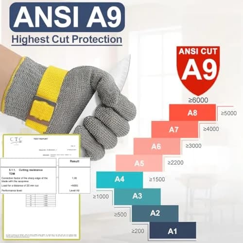 Dowellife ANSI A9 Cut Resistant Gloves X-Large | Food Grade Stainless Steel Mesh for Butcher, Kitchen, Oyster Shucking thumbnail 2