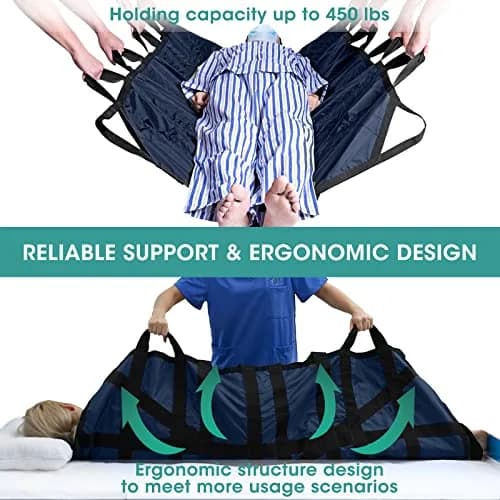 TINFAU Positioning Bed Pad with Handles 60" x 40" (152cm x 102cm) | Waterproof Glide Sheet for Patient Transfer thumbnail 4