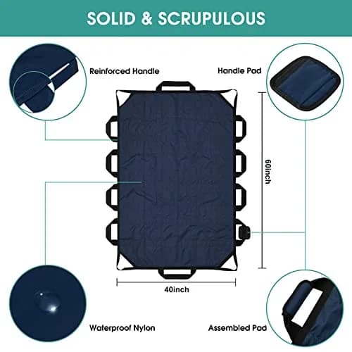 TINFAU Positioning Bed Pad with Handles 60" x 40" (152cm x 102cm) | Waterproof Glide Sheet for Patient Transfer thumbnail 3