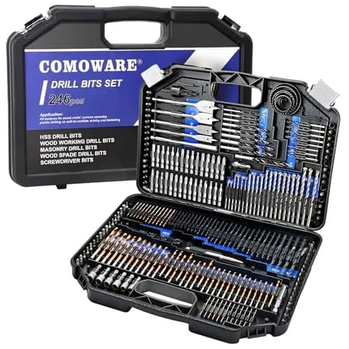 COMOWARE 246-Piece Drill Bit and Screwdriver Set | For Wood, Metal, Masonry, Cement & Screws thumbnail 1