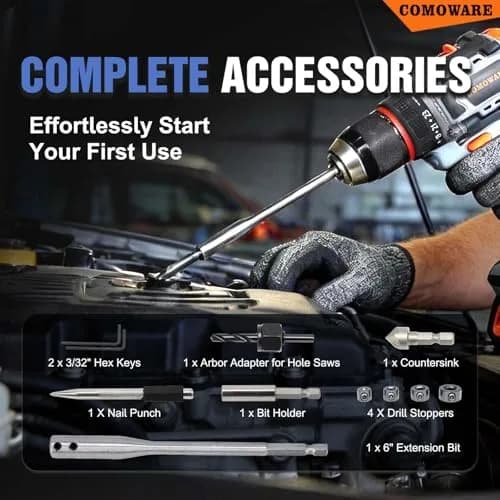 COMOWARE 246-Piece Drill Bit and Screwdriver Set | For Wood, Metal, Masonry, Cement & Screws thumbnail 6