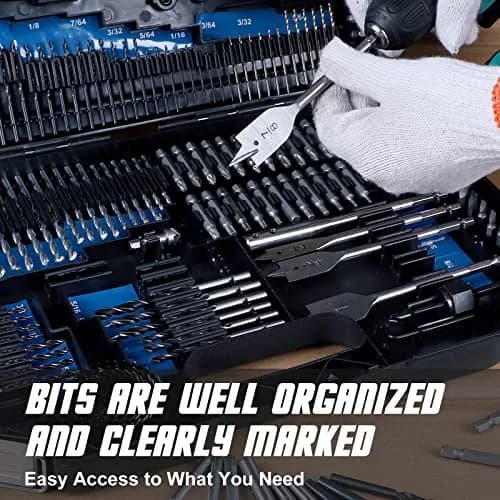 COMOWARE 246-Piece Drill Bit and Screwdriver Set | For Wood, Metal, Masonry, Cement & Screws thumbnail 8