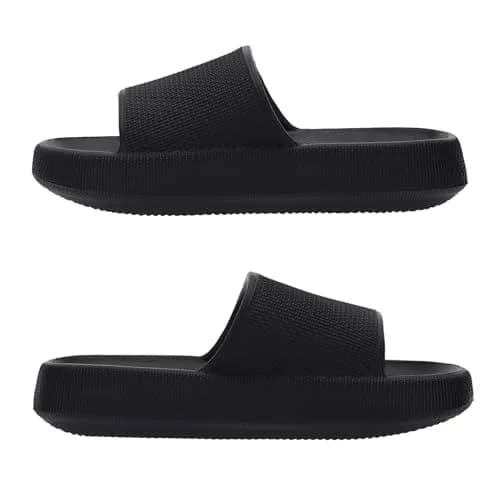 Joomra Black Pillow Slippers for Women & Men | 25.4cm (10"-11.5" W / 9"-10" M) thumbnail 5