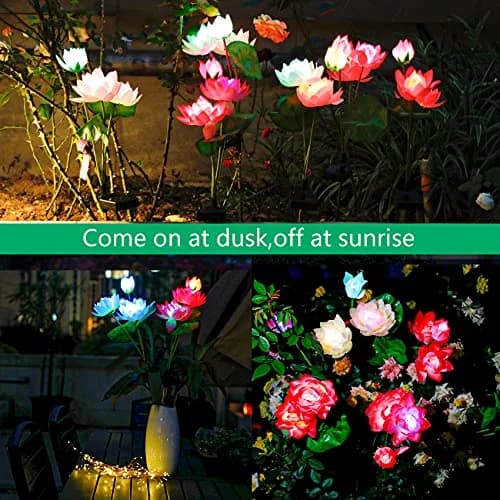 TONULAX Solar Garden Lights Lotus Flower 4 Pack | 7 Color Changing Outdoor Path Lights thumbnail 6