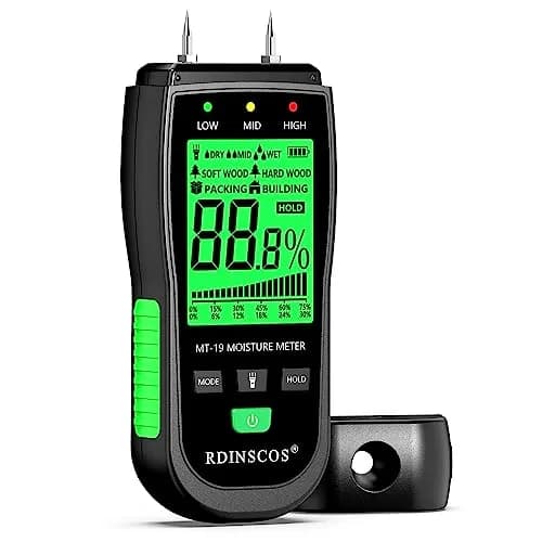 RDINSCOS Pin-Type Wood Moisture Meter with Backlit LCD & Extra Pins | 12cm (4.72in) Length thumbnail 1