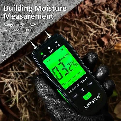 RDINSCOS Pin-Type Wood Moisture Meter with Backlit LCD & Extra Pins | 12cm (4.72in) Length thumbnail 8