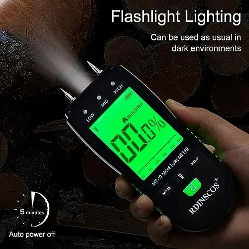 RDINSCOS Pin-Type Wood Moisture Meter with Backlit LCD & Extra Pins | 12cm (4.72in) Length thumbnail 9