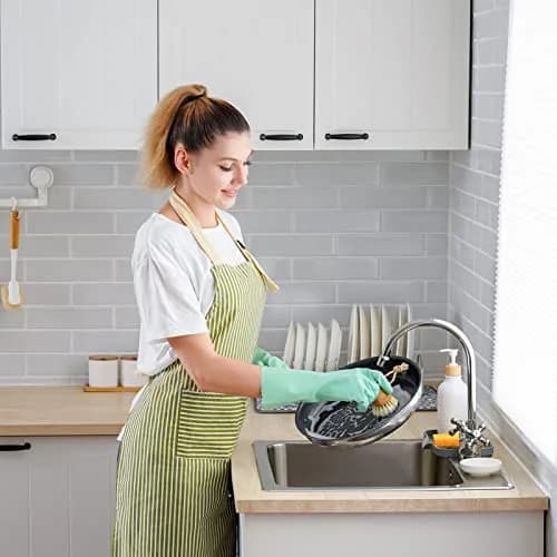 SUBEKYU Bamboo Dish Scrub Brush with Ceramic Base & Sisal Bristles | Natural Kitchen Cleaning Tool thumbnail 6