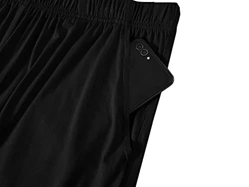 MoFiz Men's Short Sleeve Pajama Set with Shorts | Lightweight Summer Loungewear (Black, Large) thumbnail 5