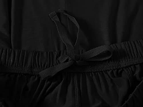 MoFiz Men's Short Sleeve Pajama Set with Shorts | Lightweight Summer Loungewear (Black, Large) thumbnail 6