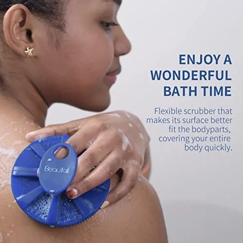 BEAUTAIL Silicone Body Scrubber Blue 1 Pc | Gentle Exfoliating Shower Brush for Sensitive Skin thumbnail 6