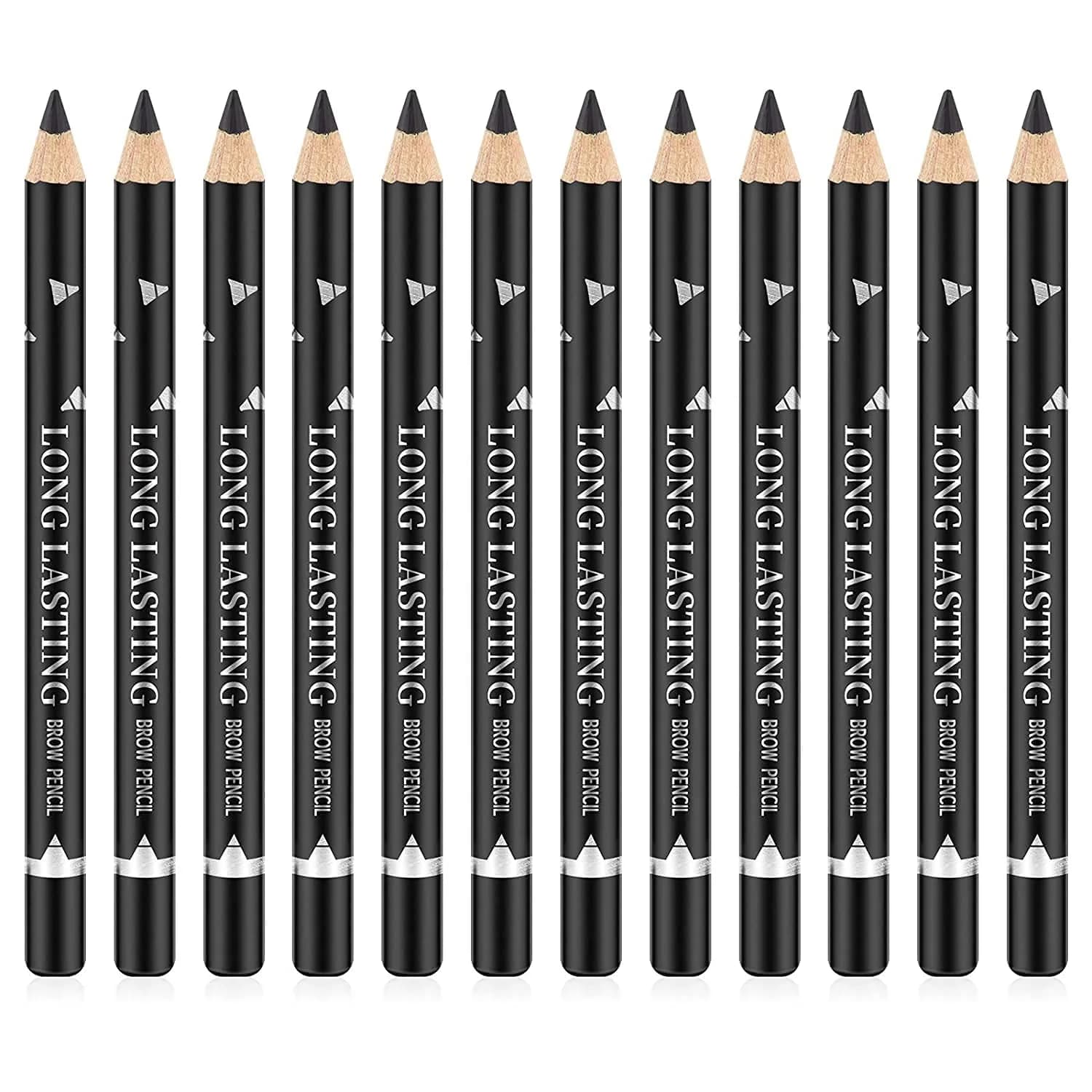 Go Ho 12 PCS White Eyebrow Eyeliner Pencils | Sweatproof, Long-lasting, Matte White — Black