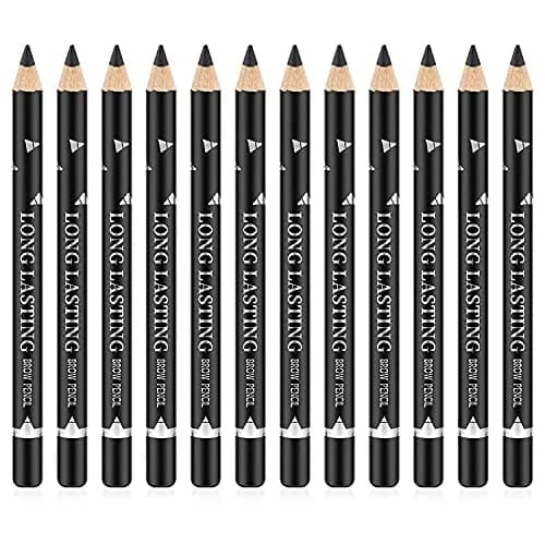 Go Ho 12 PCS Black Eyebrow Eyeliner Pencils | Sweatproof, Long-lasting, Water-resistant Brow Gel Pen (1.1g each) thumbnail 1