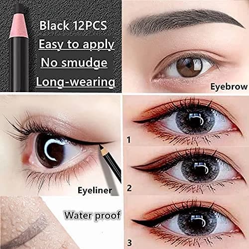 Go Ho 12 PCS Black Eyebrow Eyeliner Pencils | Sweatproof, Long-lasting, Water-resistant Brow Gel Pen (1.1g each) thumbnail 6