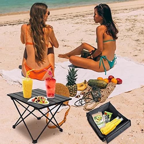 Audoyon Foldable Camping Side Table Black | Ultralight Aluminum Roll-Up Table with Carry Bag (16 inch Small) thumbnail 5