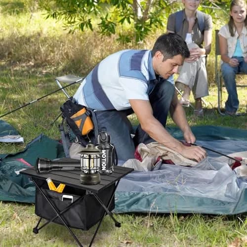Audoyon Foldable Camping Side Table Black | Ultralight Aluminum Roll-Up Table with Carry Bag (16 inch Small) thumbnail 8