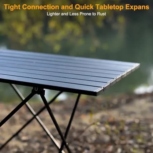 Audoyon Foldable Camping Side Table Black | Ultralight Aluminum Roll-Up Table with Carry Bag (16 inch Small) thumbnail 3