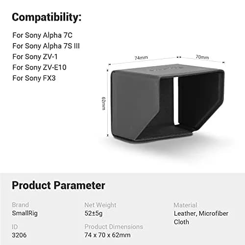 SmallRig Sun Hood for Sony Cameras | Reduce Glare & Reflections, Foldable, Leather & Microfiber, 52g thumbnail 6