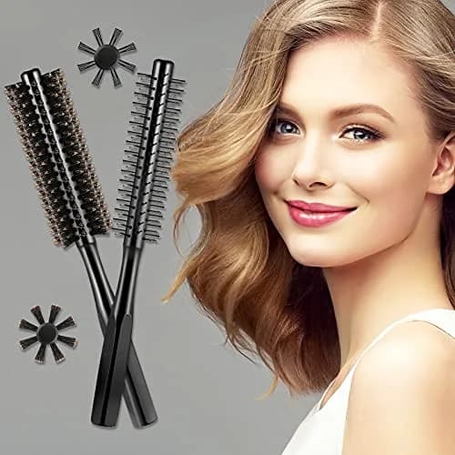 Geiserailie Black Round Hair Comb Set | 2-Piece Wooden Handle with Nylon & Boar Bristles | 21 cm (8.26 inches) thumbnail 4
