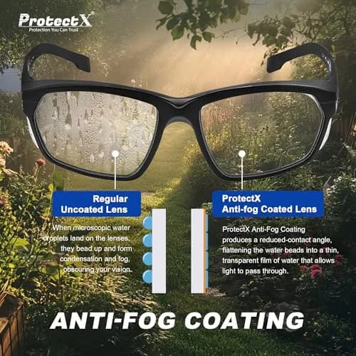 ProtectX Voyager Clear Super Light Safety Glasses | ANSI Z87.1 Rated, Anti-Fog, UV Protection thumbnail 5