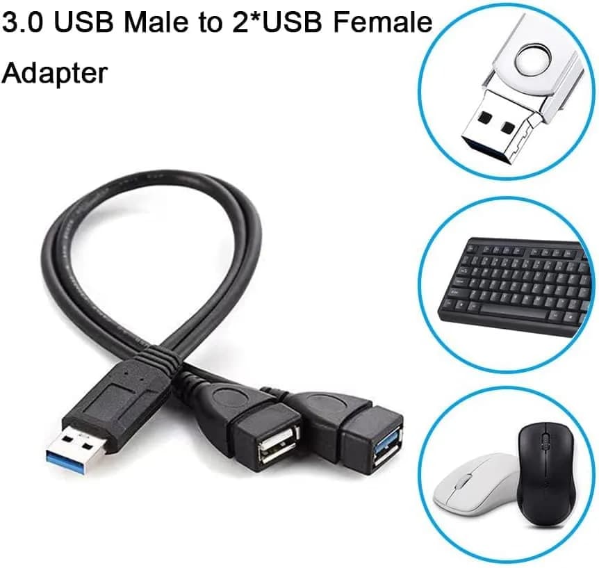 Eanetf Dual USB Splitter Cable 30cm (1ft) | USB 3.0 Female + USB 2.0 Female thumbnail 8