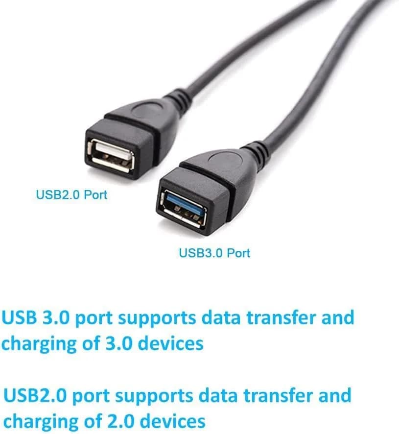 Eanetf Dual USB Splitter Cable 30cm (1ft) | USB 3.0 Female + USB 2.0 Female thumbnail 3