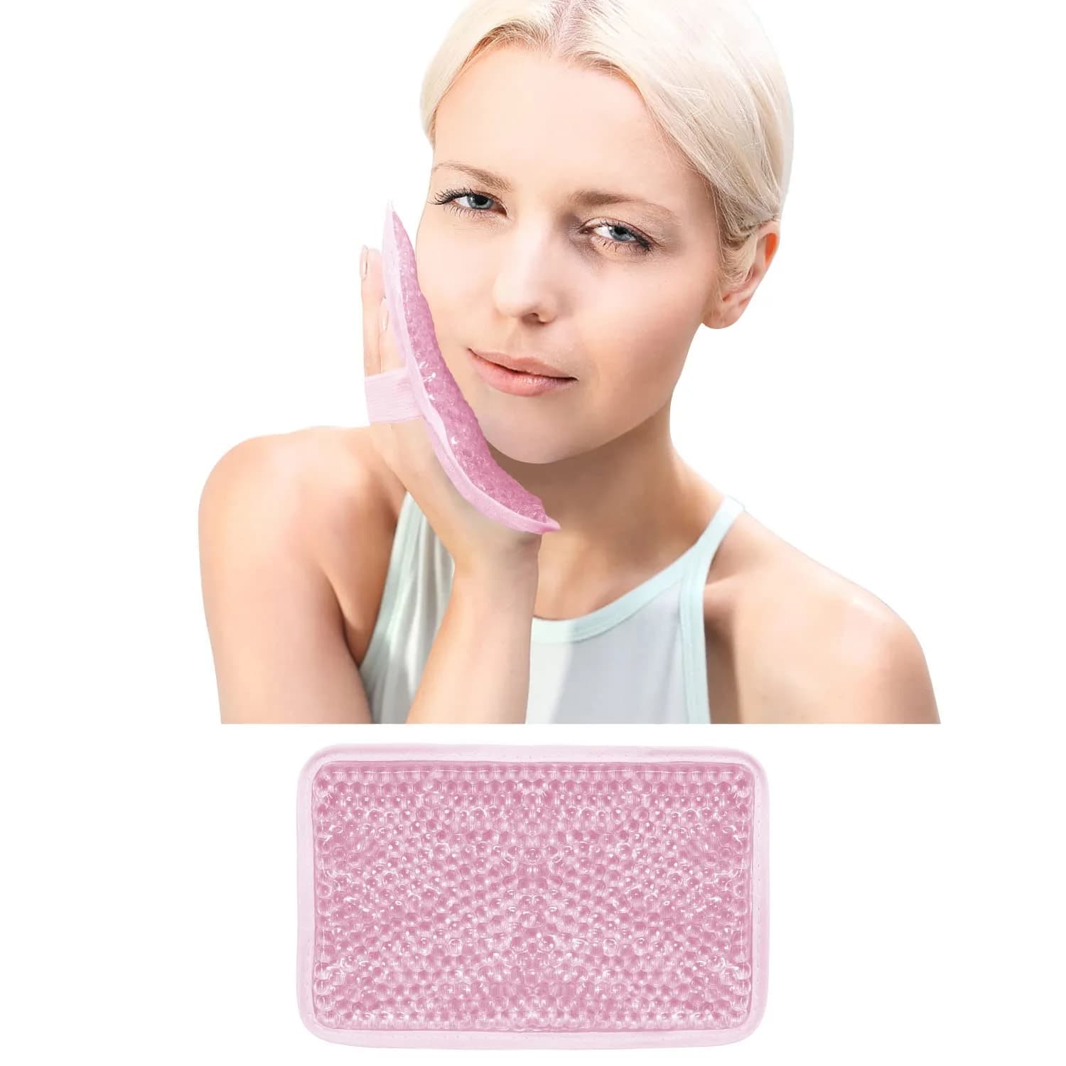 ZNÖCUETÖD Gel Ice Pack with Strap - 2 Pack Reusable Hot Cold Pack, 173g (6.1 oz) Each | Fast Pain Relief for Injuries — Pink