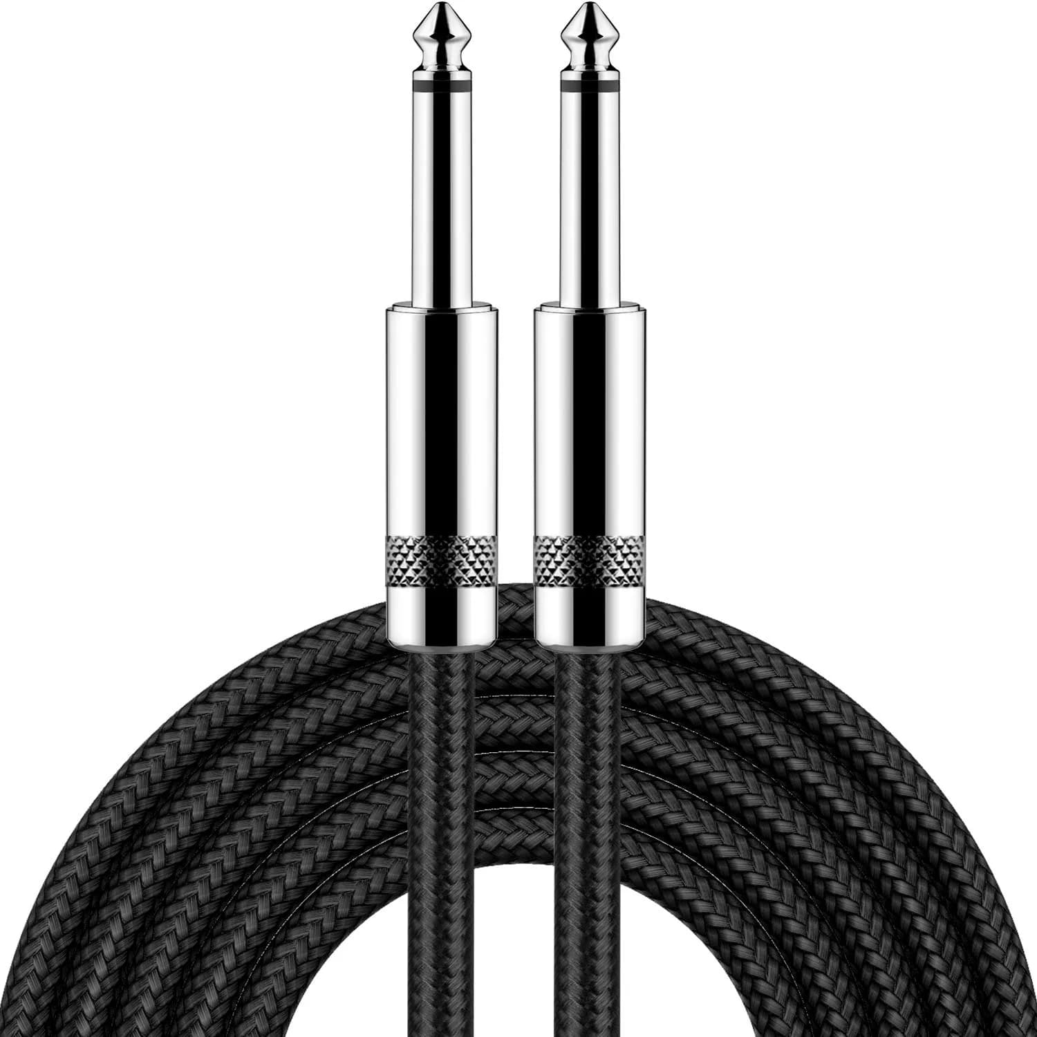 New Bee 6 ft Straight Black Electric Guitar Cable for Instruments - Low Noise, High Fidelity