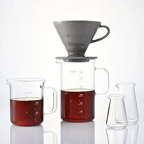 HARIO V60 Glass Coffee Server & Dripper Set 600ml (20.3 fl oz) | Handmade Arita-yaki Ceramic Dripper thumbnail 3