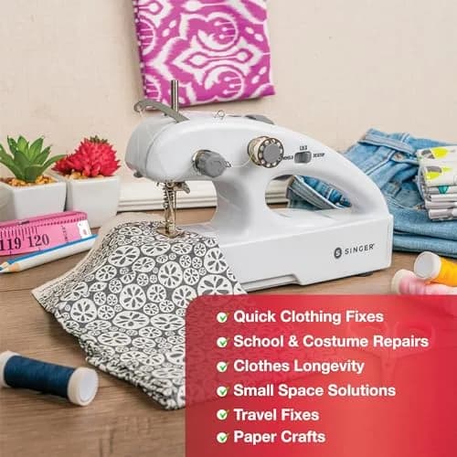 SINGER Stitch Quick+™ Portable Cordless Handheld Mending Machine Bundle | Compact, Battery-Powered Sewing Solution for On-the-Go Repairs thumbnail 3