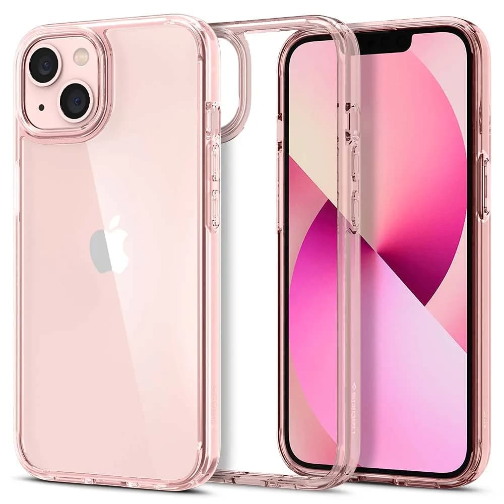Spigen Ultra Hybrid for iPhone 13 Mini Case, Rose Crystal | Hybrid TPU & PC Back, Crystal Clear, Raised Bezel, Easy Press Buttons