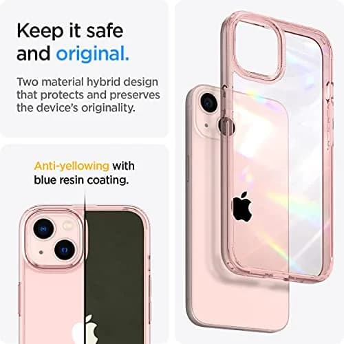 Spigen Ultra Hybrid for iPhone 13 Mini Case, Rose Crystal | Hybrid TPU & PC Back, Crystal Clear, Raised Bezel, Easy Press Buttons thumbnail 4