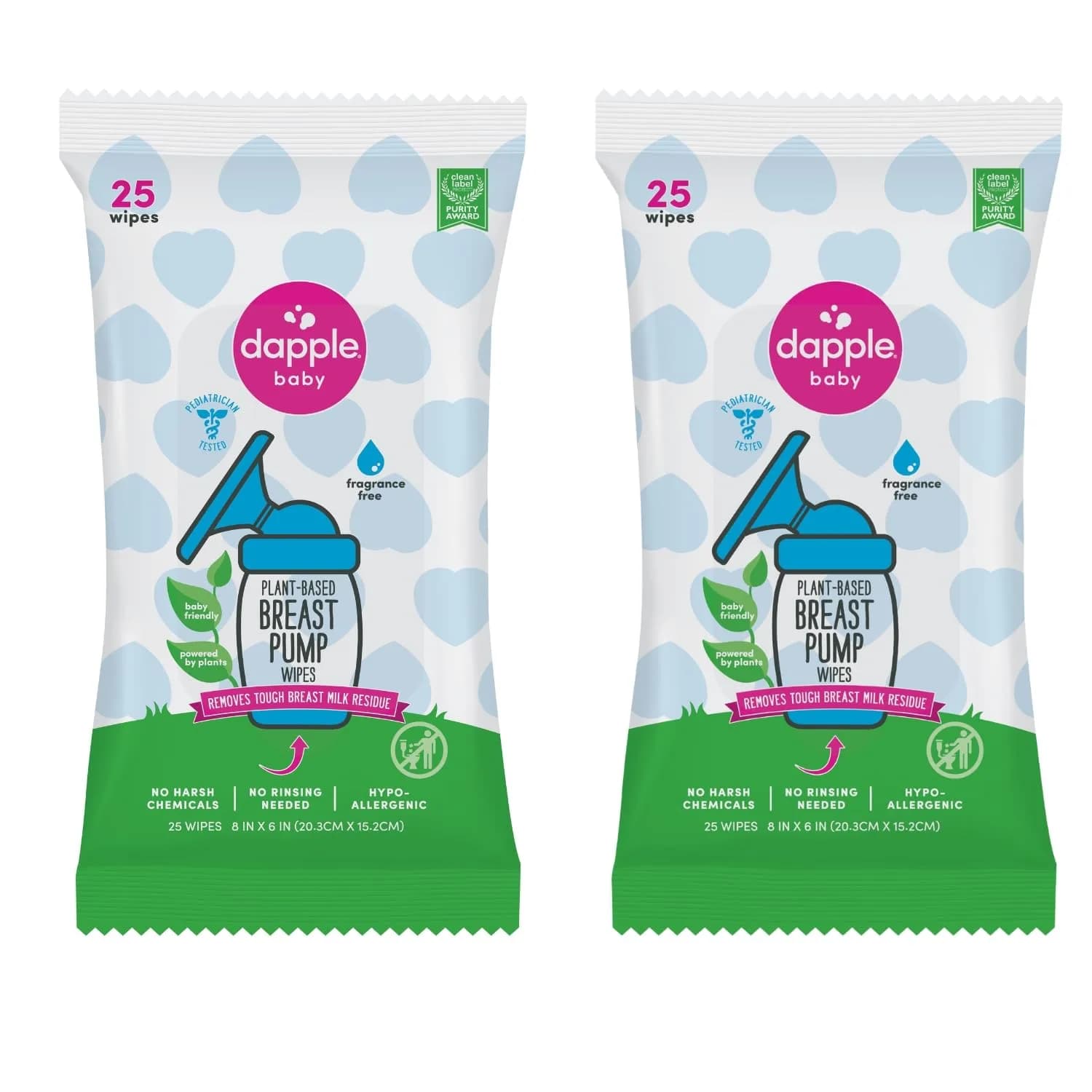 Dapple Plant-Powered Breast Pump Wipes Pouch, 50 Count (25 Count x 2 Pack) | Hypoallergenic & Fragrance-Free for Breast Pump Parts, Bottles, Pacifiers