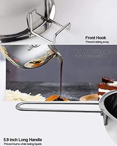 SONGZIMING Double Boiler Pot Set 1000ml + 2200ml with Silicone Spatula | Induction Compatible Melting Pot thumbnail 5
