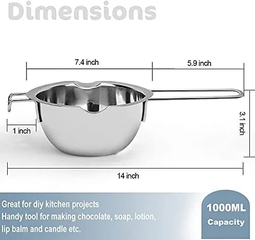 SONGZIMING Double Boiler Pot Set 1000ml + 2200ml with Silicone Spatula | Induction Compatible Melting Pot thumbnail 2