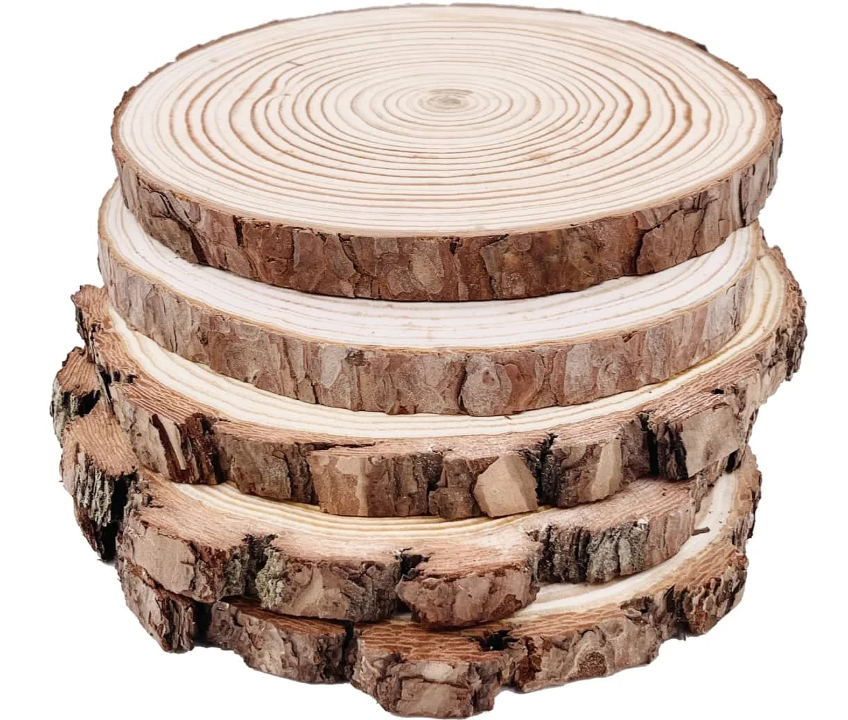 William Craft Natural Round Wood Slices 5 Pcs 7-8 Inch (18-20cm) | Rustic Unfinished Wood Circles for DIY Crafts - main product image