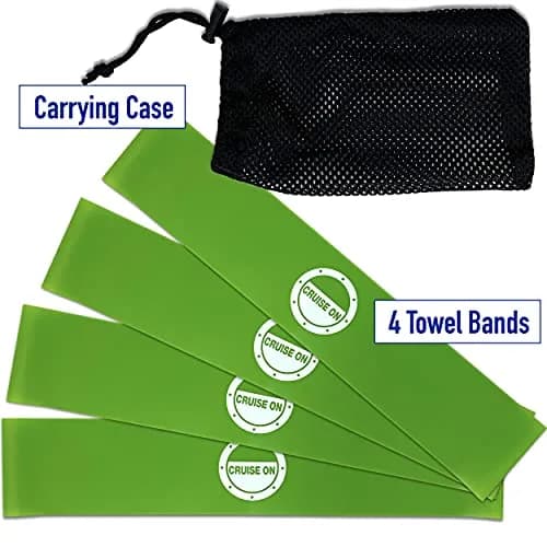 Cruise On Towel Bands for Cruise Chairs, 4 Pack, Green and Lime | Secure Beach Towel Holders for Lounge Chairs thumbnail 3