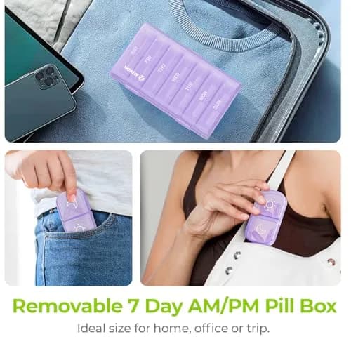 AUVON Weekly Pill Organizer 2 Times a Day, Large Pill Box 7 Day with 14 Compartments | Personal Pill Dispenser thumbnail 6