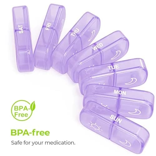 AUVON Weekly Pill Organizer 2 Times a Day, Large Pill Box 7 Day with 14 Compartments | Personal Pill Dispenser thumbnail 7