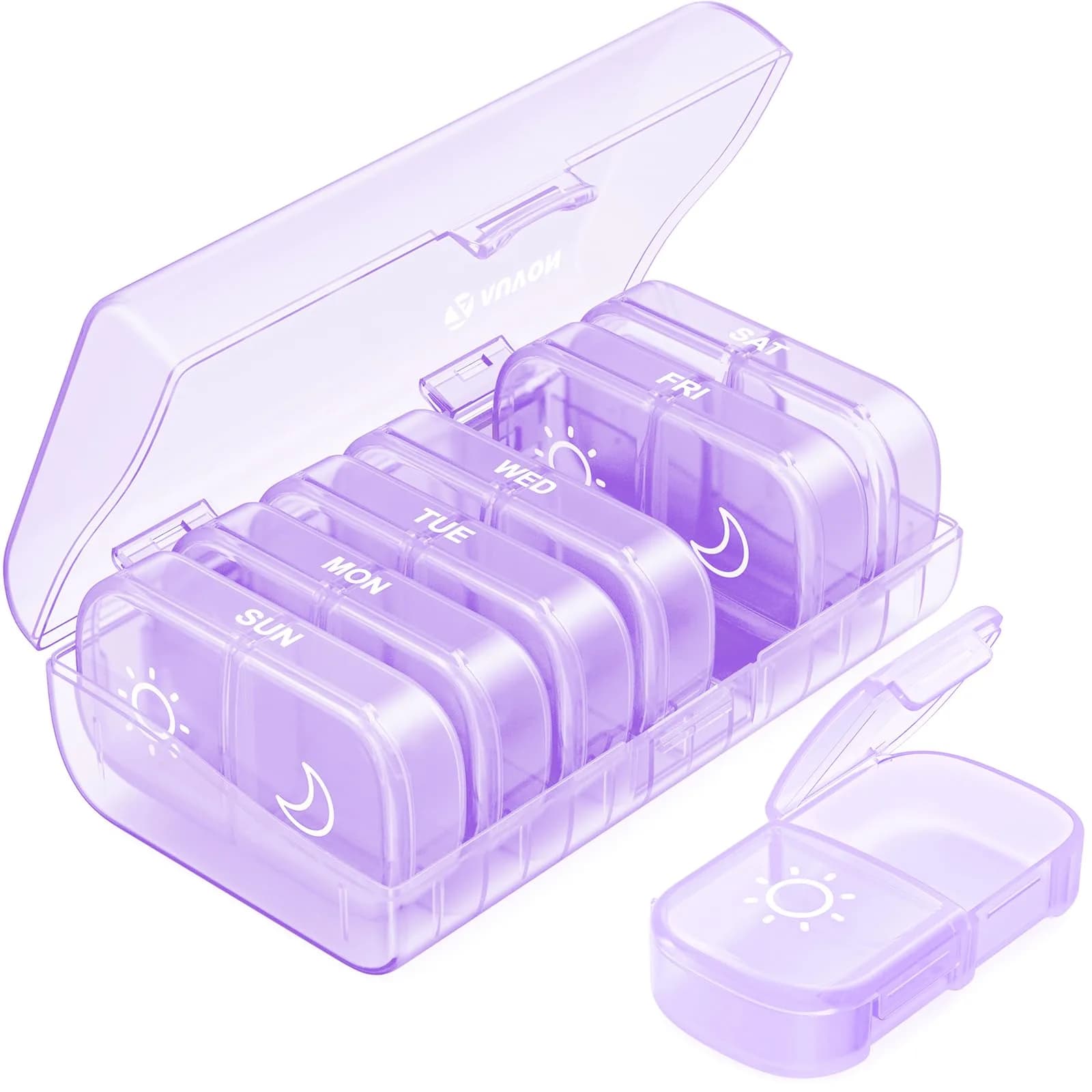 AUVON Weekly Pill Organizer 2 Times a Day, Large Pill Box 7 Day with 14 Compartments | Personal Pill Dispenser