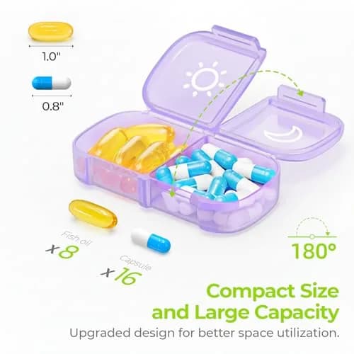 AUVON Weekly Pill Organizer 2 Times a Day, Large Pill Box 7 Day with 14 Compartments | Personal Pill Dispenser thumbnail 2